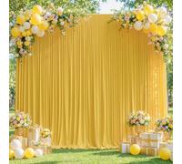 10x10ft Yellow Curtains Backdrop for Wedding Parties Wrinkle Free Yellow Curtains Photo Backdrop Drapes for Photography Birthday Baby Shower Soft Fabric Party Backgournd for Photoshoot