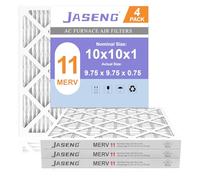 10x10x1 Furnace Air Filters MERV 11, Jaseng 4 Pack AC Furnace Filter MPR 1000 & FPR 7 Filtering, HVAC Air Filter Replacement (exact dimensions: 9 3/4"x9 3/4"x3/4")