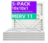 10x10x1 MERV 11 (5-Pack) Pleated Air Filter (Actual Size: 9.50" x 9.50" x 0.75") MPR 1000-1200 & FPR 7, Furnace Air Filters