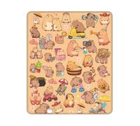 10x12 Inch Capybara Mouse Pad, Cute Rodent Collage Design, Non-Slip Rubber Base with Stitched Edges, Gift for Capybara Lovers & Exotic Pet Fans