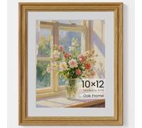 10x12 Photo Frame, 10x12 Inch Solid Oak Wood Picture Frames Matted for 8×10 Inch Picture Frames with Premium Tempered Glass Hang Portrait or Landscape Wall Mount for Wall Gallery Decor
