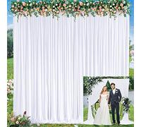 10x12 White Backdrop Curtains for Wedding Party Wrinkle Free Backdrops Curtain Drapes Fabric Decorations Photo Back Drop Cloth for Baby Shower Photography Stage Reception 5ft x 12ft,2 Panels