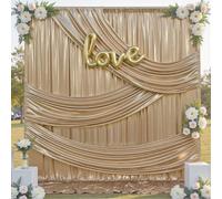 10x12FT Champagne Sequin Backdrop Curtain -2 Panels 5x12FT Wrinkle Free Shimmer Back Drop Cloth, Glitter Backdrop Drapes for Photography, Birthday, Wedding, Graduation Background