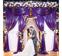 10x12FT Deep Purple Sequin Backdrop Curtain -2 Panels 5x12FT Wrinkle Free Shimmer Back Drop Cloth, Glitter Backdrop Drapes for Photography, Birthday, Wedding, Graduation Background