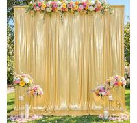 10x12ft Glitter Gold Backdrop Curtains, Sequin Curtains Wrinkle Free Polyester Drapes, Shimmer Back Drop Curtains for Parties Banquet Wedding Birthday Photography Background, 2 Panels 5x12ft