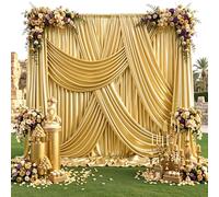 10x12FT Gold Sequin Curtains Backdrop, Wrinkle Free Back Drop for Wedding
