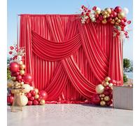 10x12FT Red Sequin Curtains Backdrop, Wrinkle Free Back Drop for Wedding