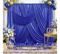 10x12FT Royal Blue Sequin Curtains Backdrop, Wrinkle Free Drop for Wedding | 2 Panels 5x12FT hot-stamped shimmer fabric, glitter drapes. Perfect for photography, birthday, Halloween, party, stage decor