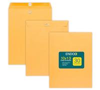 10x13 Clasp Envelopes Open End- 10" x 13" Reusable Brown Kraft Catalog Document Mailer with Clasp Closure & Gummed Seal - 28lb Heavyweight Paper for Home, Office, Business & Legal - 30 Count