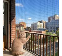 10X13FT Cat Netting Balcony Protection, Anti-Fall Safety Net for Cats - No Steel Wire Cat Barrier Fence Catio Netting, Pet Balcony Mesh Screen Netting for Apartment Balcony, Window, Stairs, Deck