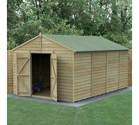 15' x 10' Forest 4Life 25yr Guarantee Overlap Pressure Treated Windowless Double Door Apex Wooden Shed (4.48m x 3.21m)