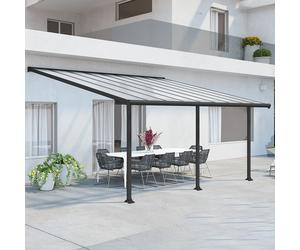 10x18 Palram Canopia Olympia Grey Patio Cover With Clear Panels