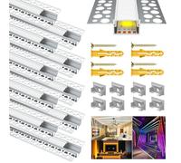 10x1M Led Drywall Profile, Led Aluminum Profile Drywall AluProfile for 18MM Strips, Led Channel Diffuser for Philips Hue
