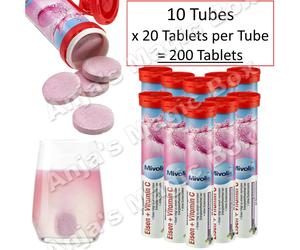 10x20 Mivolis Iron + Vit C | 100 Effervescent Tabs | Energy & Blood Health Vegan