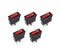 10x22mm KCD1-110 Black Thin Rocker Switch NO/OFF 2 Pin Power 6A 250VAC /10A 125VAC 5Pcs(2D2P-Red)