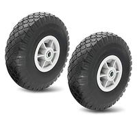 10x3.00-4 Flat Free Tire, 10" Heavy Duty Replacement Tire and Wheel Assemblies, 5/8" Axle Bore Hole, Compatible Cosco Hand Trucks and Trolley Carts, 2.2" Offset Hub, 2-Pcs