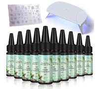 10x30ML Crystal Clear UV Epoxy Resin High Transparency Small Bottle Easy Handle UV Glue Resin Crafts Coating Jewellery Making + 1 Silicone Mould 20+ Shapes DIY Pendants Earrings Necklaces Bracelets