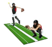 10x3FT Softball Pitching Mat with Rubber and Powerline, Artificial Grass Softball Pitching Mound with Carry Strap, Indoor Outdoor Baseball Hitting Pitchers Practice Aid Pad