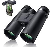 10X42 Professional Binoculars with Smartphone Adapter, Compact Waterproof Low Night Vision Binoculars for Adult Birds Watching Hunting Concert Travel