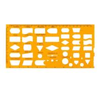 10x5" Flowchart Template Stencil, Yellow Flexible Plastic Assorted Shape Ruler with Scale, Geometric Drawing & Drafting Tool for Office, School & Engineering