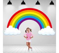 10X5 Ft Long Rainbow Backdrop Rainbow Themed Photo Booth Wall Decor Colorful Photography Background Happy Birthday Banner Cloud Bulletin Board Decor for Baby Shower Kids Indoor Outdoor Supplies