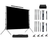 10x6.5ft Black Photo Studio Backdrop with Support Kit Backdrop Stand for Photo Booth, Parties, Balloon Birthday, Wedding with 4 Clamps, Carrying Bag,Adjustable,Disassembly,Portable