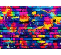 10x6.5ft Graffiti Wallpaper Mural Backdrop, Large Retro 80s 90s Hip Hop Brick Wall Background for Photoshoot, Vibrant Colorful Street Art for Birthday Party, Graduation & Disco Decor