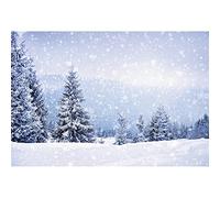 10x6.5ft Winter Snowy Backdrop Pine Forest Heavy Snow Photography Background Woodland Snowy Scenery Winter Snowfield Landscape Background Christmas Party Decor Banner