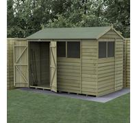 10' x 6' Forest 4Life 25yr Guarantee Overlap Pressure Treated Double Door Reverse Apex Wooden Shed - 4 Windows (3.01m x 1.99m)