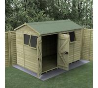 10x6 Forest Timberdale TG Pressure Treated Double Door Reverse Apex Shed - With 2 Fixed Windows and 2 Opening Windows - With installation