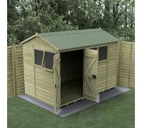10x6 Forest Timberdale TG Pressure Treated Double Door Reverse Apex Shed - With 3 Fixed Windows and 1 Opening Window - Delivery Only