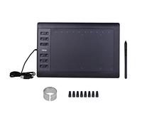 10x6 Inch Professional Graphics Drawing Tablet 12 Express Keys with 8192 Levels Battery-Free Stylus/8pcs /Pen Clip port PC/Laptop Connection Compatible with Windows for Painting Designing Online