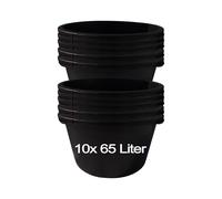 10x65 Litre Mortar Bucket Construction Tub Cement Pots Round Tuppen
