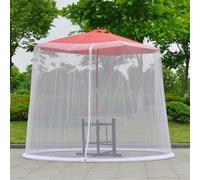 10x7.5 FT Mosquito Net Outdoor Patio Umbrella Outdoor Table Bug Screen Mesh with Fillable Base Patio Umbrella Net for Parasol, Zipper Door and Polyester Netting(white)