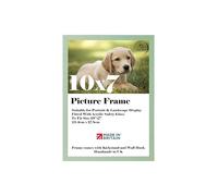 10x7 Black White Modern Small Thin Photo Frame. Wall Hanging. Made In The UK (Width Of Frame 2cm) (Light Green)