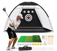 10x7ft Golf Practice Net for Backyard Driving with Triple Turf Mat, Outdoor Indoor Golf Hitting Net with 10 Practice Balls, Multiple Targets Golf Training Aid Net Accessories