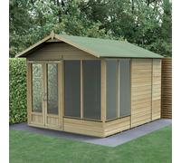 10x8 Forest Beckwood Apex Summerhouse with Double Doors - 25yr Guarantee - 1 Opening Window - With Installation