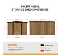 10x8 FT Large Metal Garden Tool Storage Shed