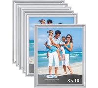 10x8 inch Picture Frames (Silver, 6 Pack), Beautifully Detailed Moulding, Contemporary Picture Frame Set, Wall Mount or Table Top, Inspirations