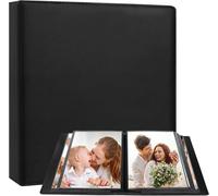 10x8 Photo Album 152 Pockets Hold 10 x 8 Photos, Large Capacity Leather Cover Family Wedding Baby Photo Album for 10x8 Pictures, 10x8 Photo Album Book with Black Inner Pages (Black)