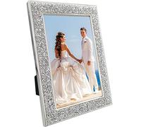 10x8 Photo Frame with Diamond-like Crystals - Elegant Silver Wedding & Family Photo Frames, Sparkling Glass Frames for a Luxury Display