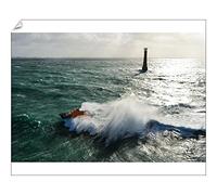 10x8 Print of St Marys Severn class lifeboat 17-11 in rough seas off the lighthouse at (11379982)