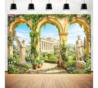 10X8Ft Ancient Greek Roman Arch Backdrop, Ancient Gr reece Palace Mythology Backdrop Photo Background, Vintage Floral Nature Scenic for Wedding Birthday Bridal Shower Photography Decorations
