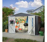 (10X8FT, Anthracite) Birchtree Steel Apex Garden Shed | Metal Garden Tool Shed