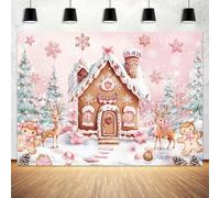 10X8ft Christmas Gingerbread Candyland Backdrop for Photography Winter Pink Christmas Scene Merry Xmas Background Holiday Baby Shower Birthday Cake Table Decoration Supplies Photo Studio Booth Props