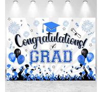 10x8ft Class of 2026 Graduation Backdrop Royal Blue Graduation Party Photography Background Congratulation Graduate School Prom Party Banner Decorations Portraits Photo Studio Props