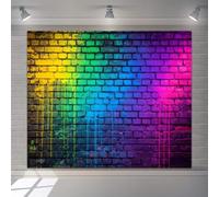 10x8ft Colorful Brick Wall Backdrop Graffiti 90s Party Decorations Backdrop Banner 80s Birthday Theme Party Wallpaper Deco for Women Men Photography Background Booth Props Cake Table Deco