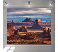 10x8ft Desert Backdrop Monument Valley Natural Scenery Photography Backdrop Typical Sandstone Landform Twilight Background Outdoor Wasteland Desert Theme Party Deco for Tourists Photo Booth Props