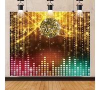 10x8ft Disco Backdrop Disco Ball Stage Retro Music Dance Birthday Photo Backdrops Back to 70s 80s 90s Party Decorations Banner Neon Glow Background Photo Studio Props