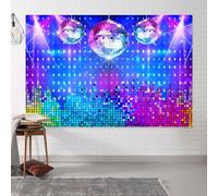 10x8ft Disco Backdrop Retro Vintage Glow Party 70s 80s 90s Disco Ball Stage Dance Background Disco Party Decor Night Club Neon Music Banner Backdrops Birthday Party Let's Glow Crazy Photo Props